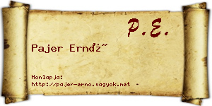 Pajer Ernő névjegykártya